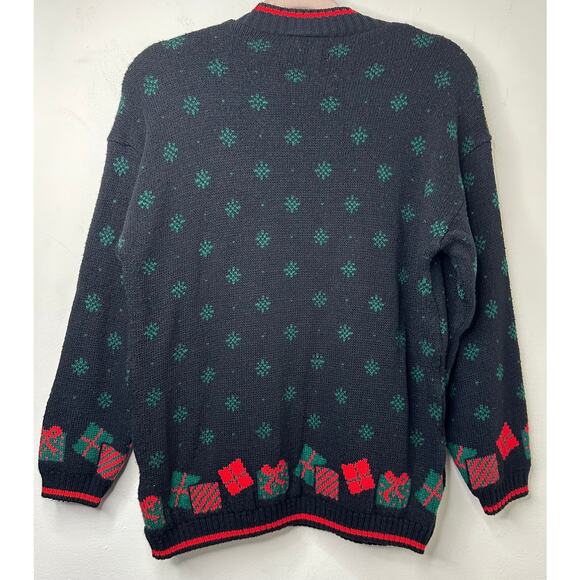 Sm Vtg Nutcracker USA Made Acrylic Christmas Sweater Tree & Bears Holiday Knit - Picture 6 of 6